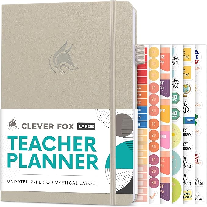 Clever Fox Teacher Planner – School Year Planner with Calendars & Lesson Plans – Teacher Plan Book for Classroom & Homeschool Organization - Undated, 7x10″, Hardcover (Foggy Alps)