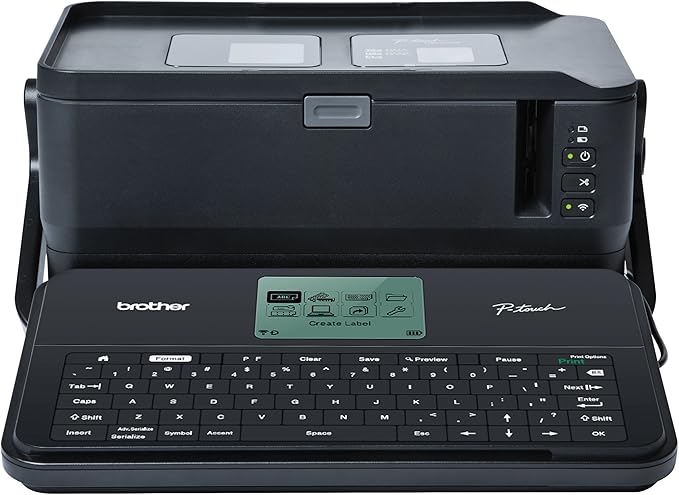 Brother P-touch Label Maker, Commercial/Lite Industrial Portable Labeler, PTD800W, Wi-Fi-Mobile-PC Connectivity, Extra-Wide Multi-Line Labeling, Links to Excel, Black