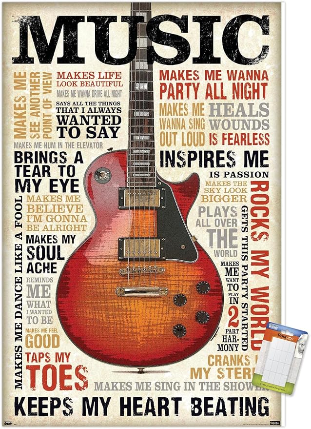 Trends International Music Inspires Me Wall Poster, 14.725" x 22.375", Premium Poster & Mount Bundle