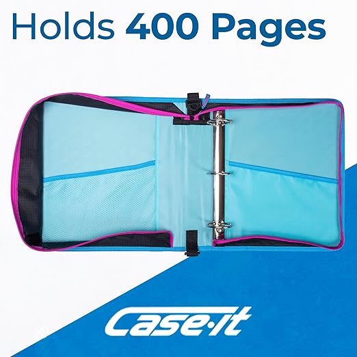 The Universal Zipper Binder - 2" O-Rings - Padded Pocket Holds up to 13 Inch Laptop/Tablet - Multiple Pockets - 400 Page Capacity - Comes with Shoulder Strap - Monster Design Magenta LT-307-ME-MAG