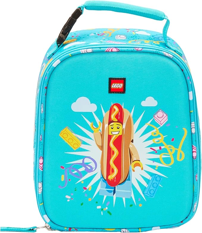 LEGO CHARACTER Lunch Box, Insulated Soft Reusable Lunch Bag Meal Container for Boys and Girls, Perfect for School or Travel, Meal Tote - HOT DOG GUY