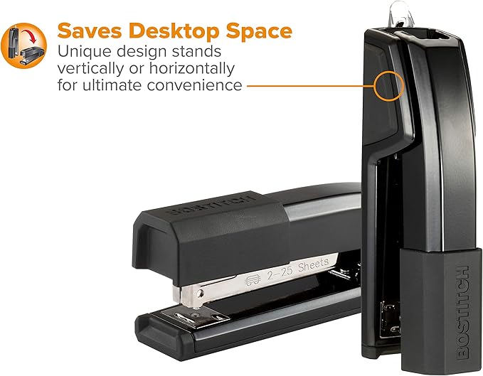 Bostitch Office Epic Metal 3 in 1 Stapler, 25 Sheet Capacity, Includes 210 Staples in Staple Storage Compartment & Integrated Remover,