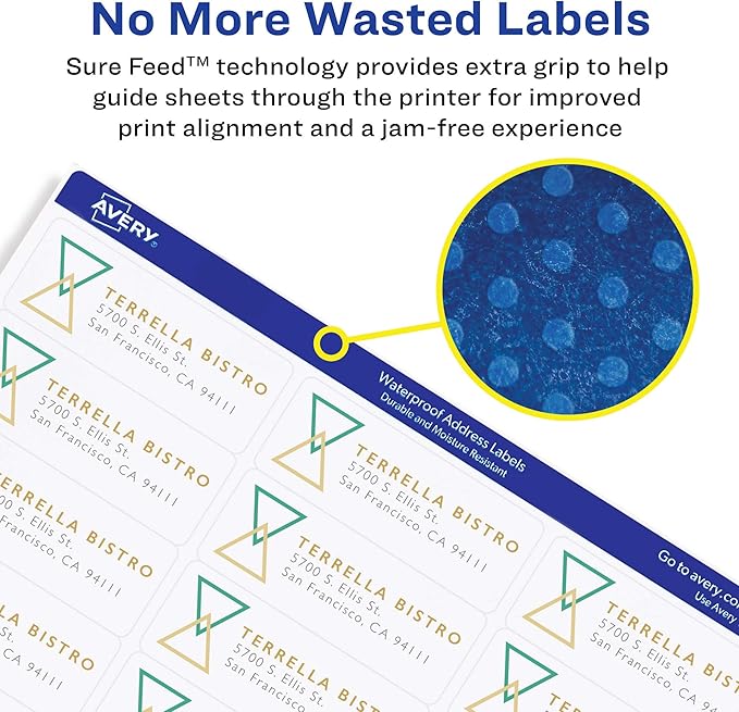 Avery Printable TrueBlock Shipping Labels, 3.5" x 5", Sure Feed, White, 2 Pack, 200 Labels Total (5640)