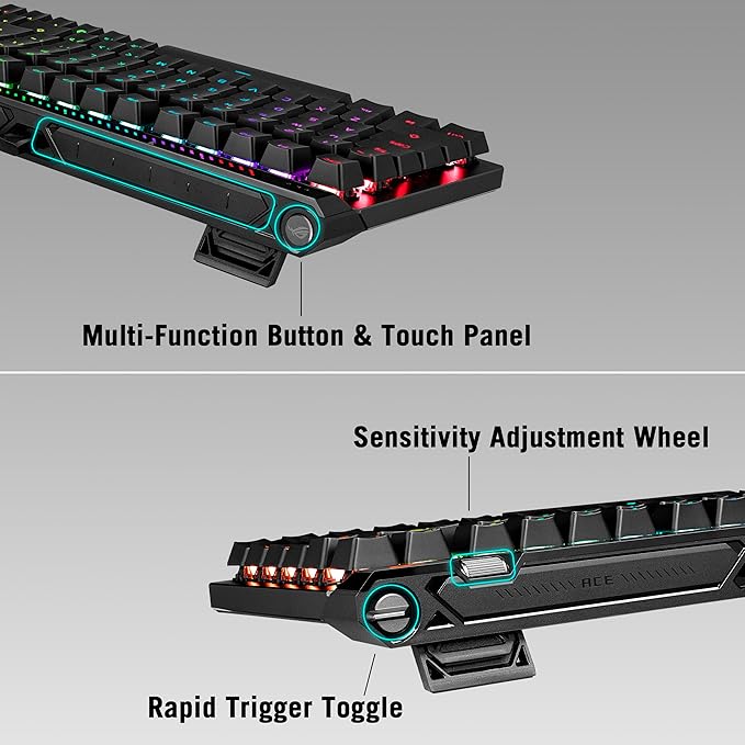 ASUS ROG Falchion Ace 75 HE Wired Analog/Hall Effect Gaming Keyboard – 75% TKL, USB, Hot Swappable HFX V2 Magnetic Switch, Rapid Trigger, 8KHz Polling, ABS Keycap, Carry Case, Web-based Config – White