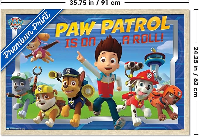 Nickelodeon Paw Patrol - Crew Wall Poster, 34L" x 22.4W", Blonde Framed Version