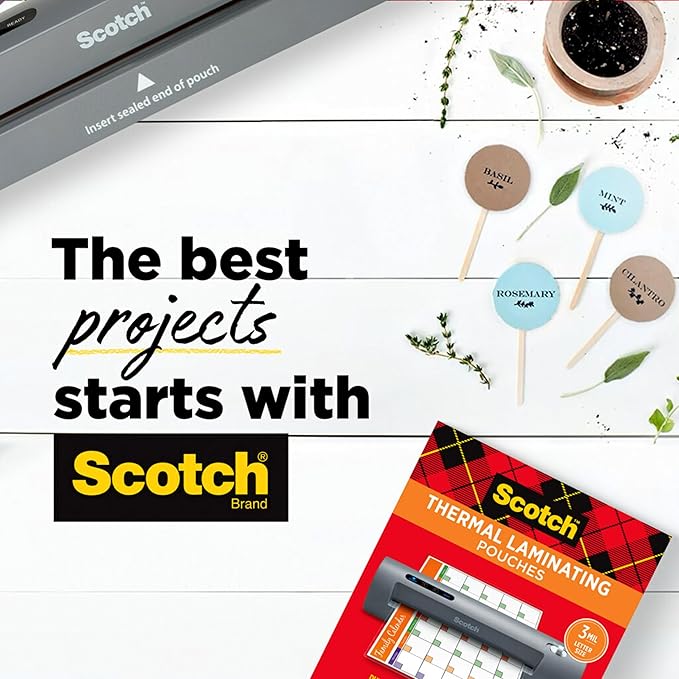 Scotch Thermal Laminating Pouches, 100 Count, Clear, 5 mil., Laminate Business Cards, Banners and Essays, Ideal Office or School Supplies, ID Card Sized (2.4 in. × 4.2 in.) Paper