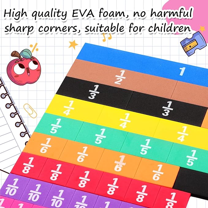 12 Sets Fraction Set for Math Classroom Fractions Manipulatives Math Manipulatives for Home School Supplies (Tiles)