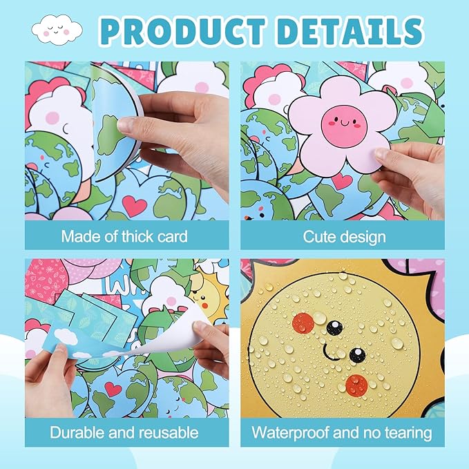 90 Pcs Earth Day Bulletin Board Decoration for Classroom Environmental Cutouts Colorful Flower Cutouts Classroom Wall Decor for Earth Day Protection Spring Activity Chalkboard Supplies