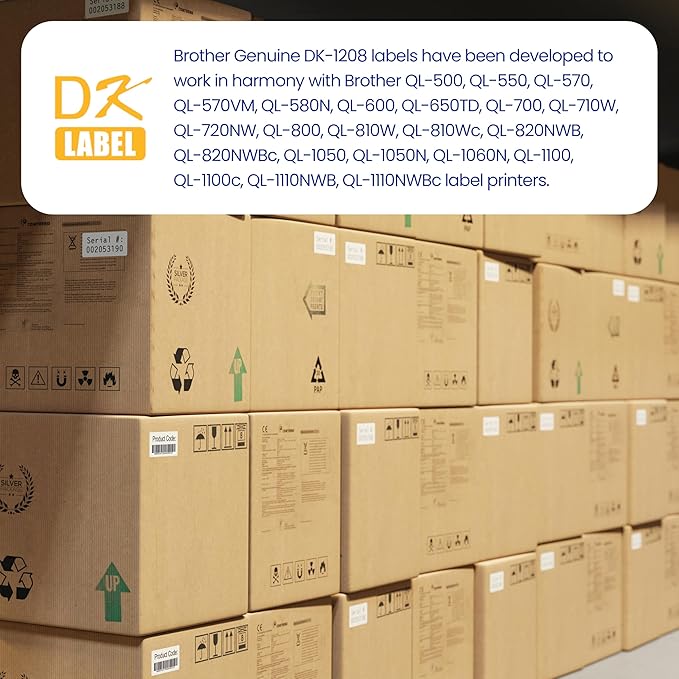 Brother Genuine DK-120824PK Die-Cut Large Address Labels, 1.4" x 3.5", Long Lasting Reliability, Paper Labels, 400 Labels per Roll, 24 Rolls per Box, White