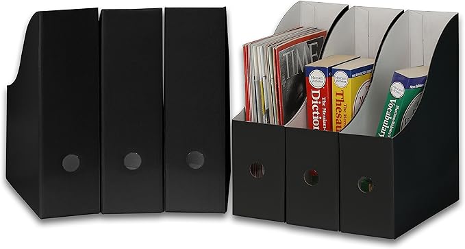 Simple Houseware 6-Pack Magazine File Holder Box, Foldable Cardboard Organizer, Black