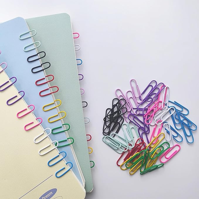 300 Pcs Small Size Colored Paper Clips 28mm/1.1in with Plastic Box for School Office and Personal Use