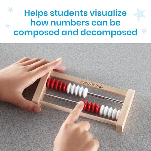 hand2mind Mini 20-Bead Wooden Rekenrek, Number Rack for Kids, Abacus for Kids Math, Counting Beads, Math Manipulatives, Elementary Teacher Must Haves (Set of 4)