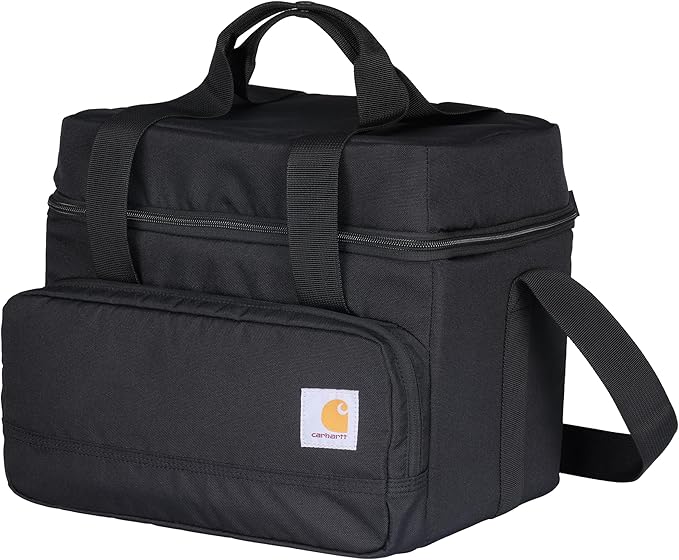 Carhartt Insulated Two Compartment Cooler, Durable Water Repellent Material W/Front Zippered Pocket for Camping, Beach & Travel