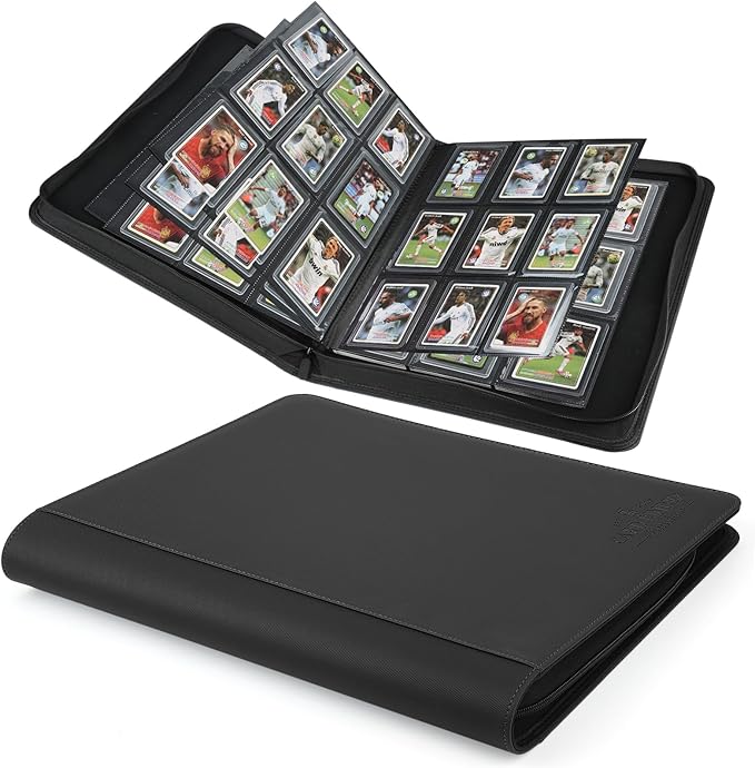 Toploader Binder,Toploader Hard Cases, 9-Pocket Pages Sleeves Hold up 288 Cards.Toploader Card Binder with Sleeves for “3×4” rigid，Card Holder(black)