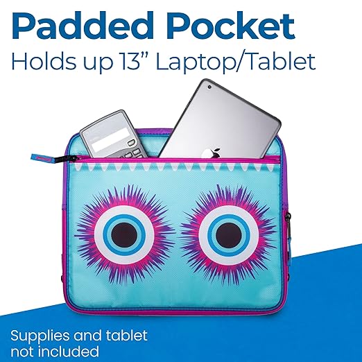 The Universal Zipper Binder - 2" O-Rings - Padded Pocket Holds up to 13 Inch Laptop/Tablet - Multiple Pockets - 400 Page Capacity - Comes with Shoulder Strap - Monster Design Magenta LT-307-ME-MAG