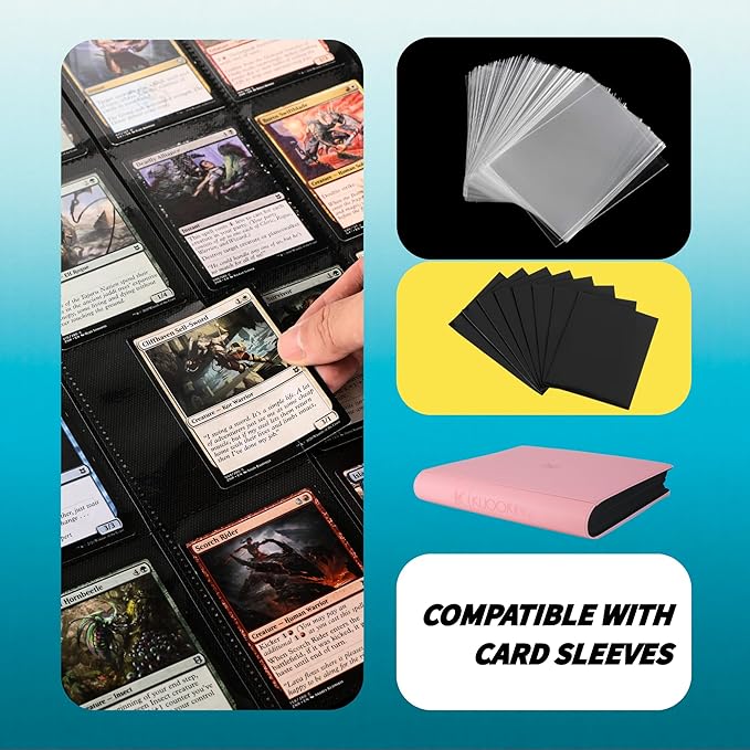 2000 Pockets Trading Card Binder, 20-Pocket Card Ablum Compatible with MTG,Sports Cards & Other Standard Size Trading Card (PINK)