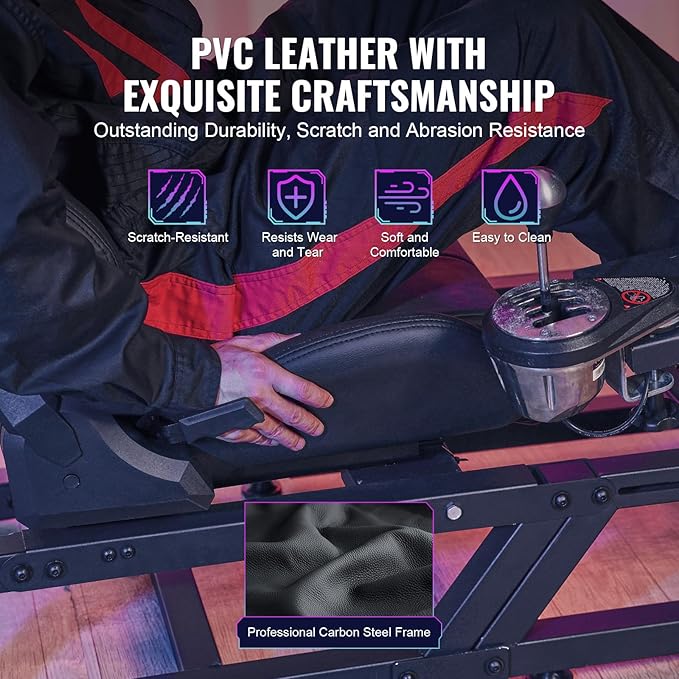 VEVOR Gaming Racing Wheel Stand, Compatible with Logitech G923/G920/G29 & Thrustmaster T248P, Heavy-Duty Adjustable Steering Wheel Stand Cockpit, 330 lbs Capacity, Compact for Sim Racing