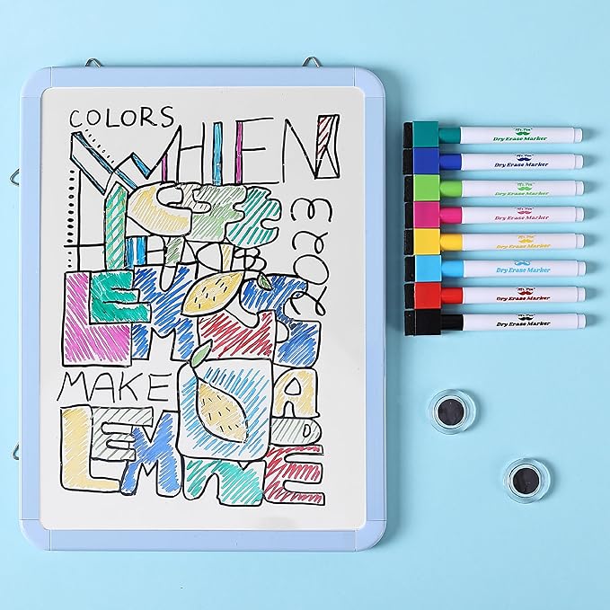 Mr. Pen- Dry Erase Board, 12.5" x 9.5" with 8 Markers and 2 Magnets, White Board, Magnetic, Small