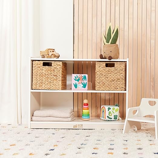 ECR4Kids 2-Shelf Mobile Island Storage Cabinet, Classroom Furniture, White Wash