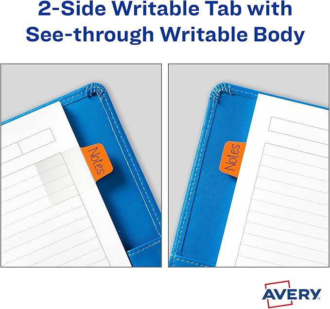 AVERY Mini Ultra Tabs, 1" x 1.5", 2-Side Writable, Assorted Primary Colors, 40 Repositionable Tabs (74760)