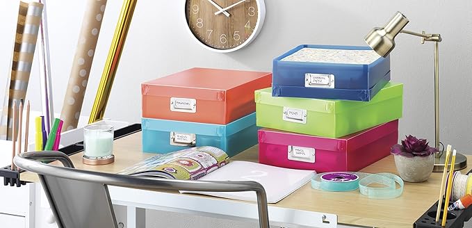 Whitmor Plastic Document Boxes Assorted Colors Set of 5
