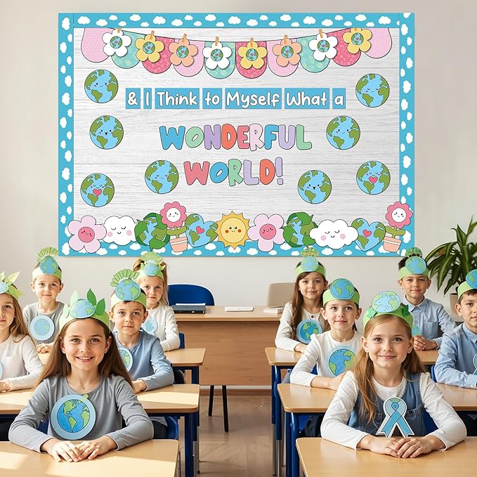 90 Pcs Earth Day Bulletin Board Decoration for Classroom Environmental Cutouts Colorful Flower Cutouts Classroom Wall Decor for Earth Day Protection Spring Activity Chalkboard Supplies