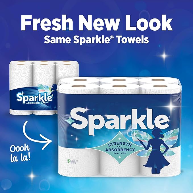 Sparkle Paper Towels, Spirited Prints, Pick-a-Size, 6 Count of 110 Sheets Per Roll, 110 Sheets (Pack of 6)