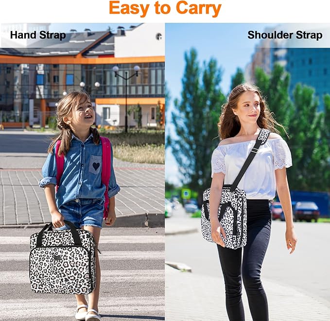 3 Ring Zipper Binder Inch D-Ring, with Strap 600 Sheet Capacity & Multi-Pockets School and Office Organizer, Compatible 13-Inch MacBook (Patent Design Leopard) 3Inch-D-ring