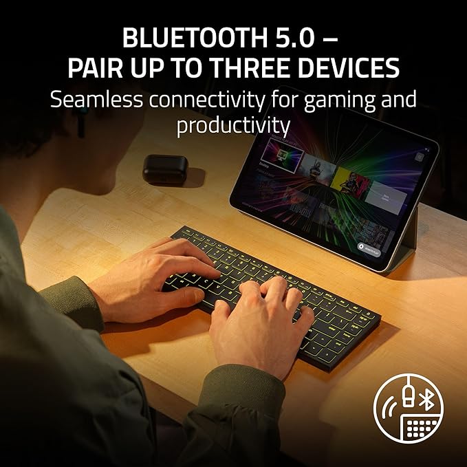 Razer Joro Portable Wireless Gaming Keyboard: Thin, Light, Compact - Chroma RGB - Low Profile Switches - Bluetooth - Long Battery Life - Snap Tap - For PC & Mac Laptops, Steam Deck, Smartphone, Tablet