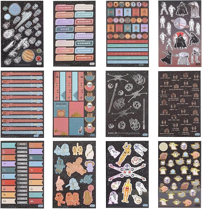 Erin Condren Star Wars Accessories Bundle, Stationery Gift Set with Sticky Note Booklet, 9-Pack Triangular Pens, Sticker Book and Sticker Trio for Journals, Planners and Creativity
