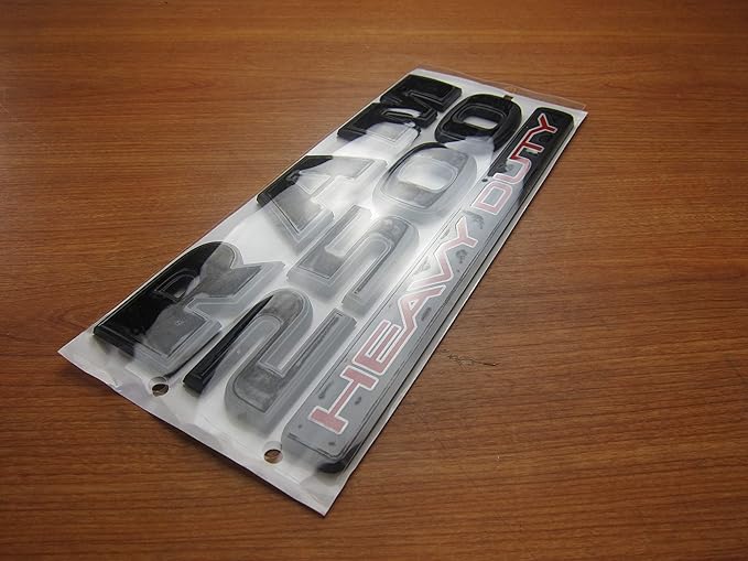 Ram 2500 Heavy Duty Flat Black & Red Lettering Nameplate New Mopar OEM
