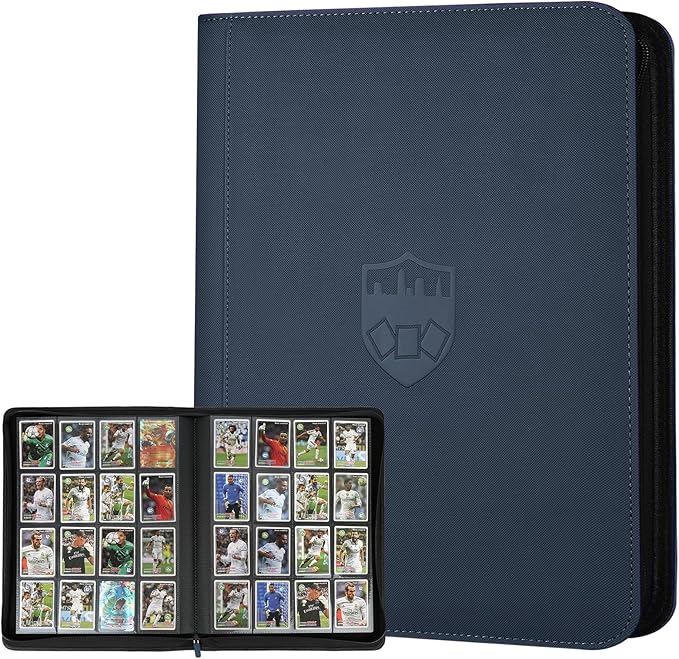 Trading Card Binder 16 Pocket, GERMUN PU Cover Card Binder for 1000+ Cards, Premium Trading Card Holder Folders, Double Sided Pocket Card Album for MTG, TCG (Blue)