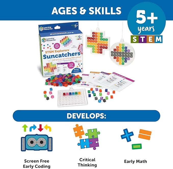 Learning Resources STEM Explorers Suncatchers - 433 Pieces, Ages 5+, Science for Kids, Building Toys, STEM Projects, Classroom Must Haves