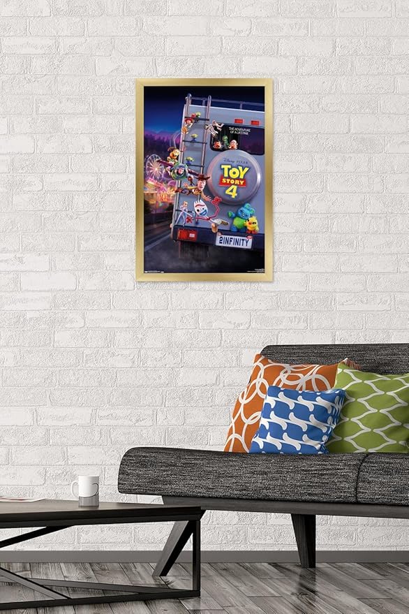 Trends International Disney Pixar Toy Story 4 - Final One Sheet Wall Poster, 14.725" x 22.375", Gold Framed Version