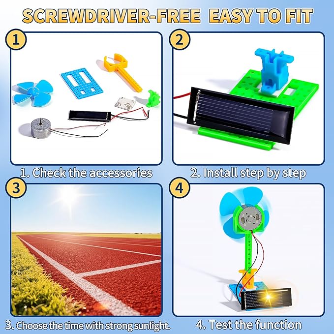 Bulk STEM Kits - 8 Set Solar Powered Fans, Science Kits for Kids Age 8-12 12-14 10-12, Stem Building Toys for Ages 8-13, Boys Girls Crafts for Kids, Classroom School Gifts Experiments Activities