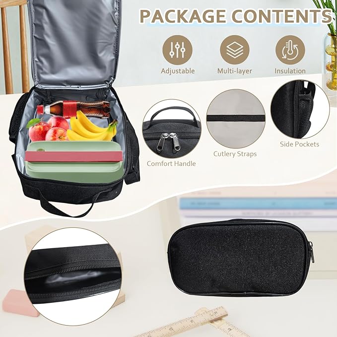 Backpack for Boys 3 in 1 Set, 19 Inch 55L Bookbag with Insulated Lunch Box Pencil Case, Molle School Backpack for Kids Teens, Outdoor Hiking Trekking Camping Travel for Elementary Middle High School