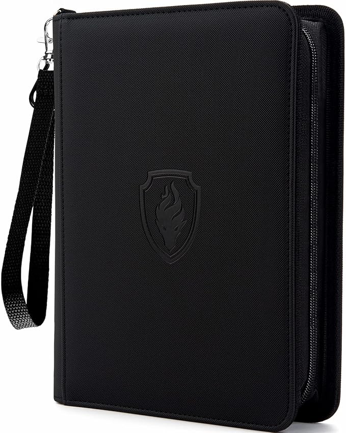 Premium 4 Pocket Zip Card Binder, Trading Card Binder for 320 Cards, Portable PU Card Collection Binder, Collector Card Album Folder for Game & Sports Cards (Black)