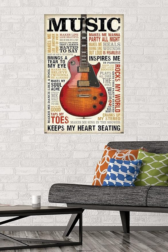 Trends International Music Inspires Me Wall Poster, 22.375" x 34", Poster & Mount Bundle