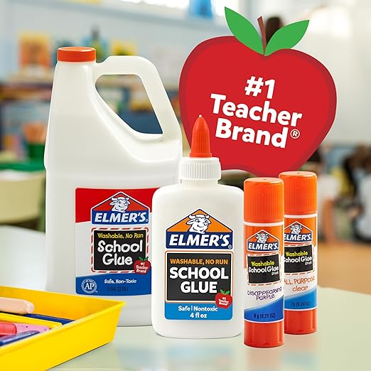 Elmer's All Purpose Glue Sticks,Washable & Non-Toxic,Clear,22 Grams,- Classroom,Household,Craft Projects,Poster,Vision Board,#1 Teacher Brand,12 Count (Pack of 8)