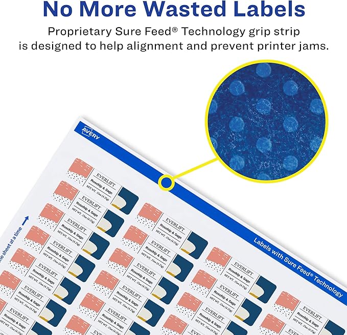 Avery Printable Durable White Rectangle Labels, Sure Feed Technology, 0.5" x 1.75", Waterproof Labels, Laser & Pigment-Based Inkjet Compatible, 4000 Total