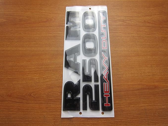 Ram 2500 Heavy Duty Flat Black & Red Lettering Nameplate New Mopar OEM