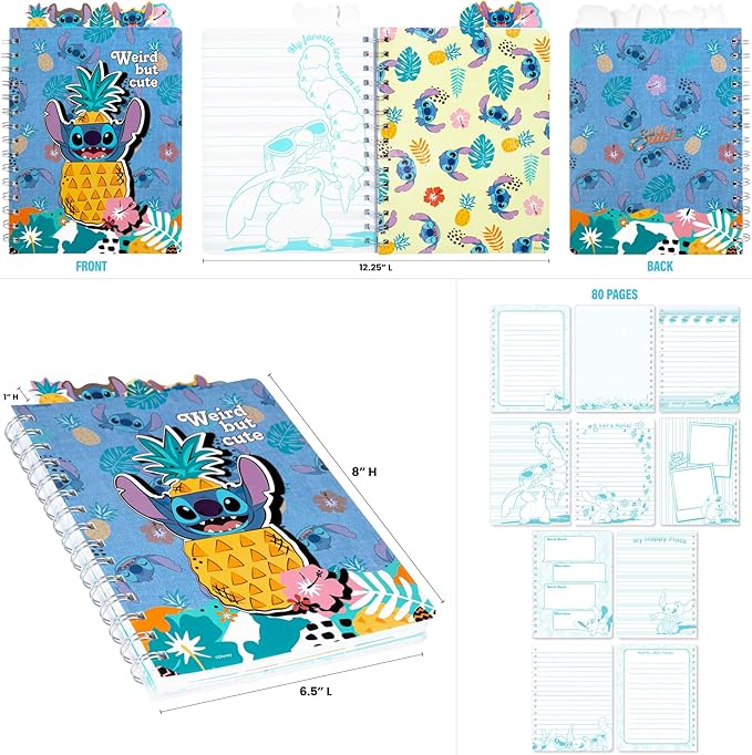 Fashion Angels Disney Stitch Journal Gift Set, Includes Journal, Stickers, Gel Pens, Erasers & Rolls of Tape, Ideal & Cute Stationery Set for Kids & Teens