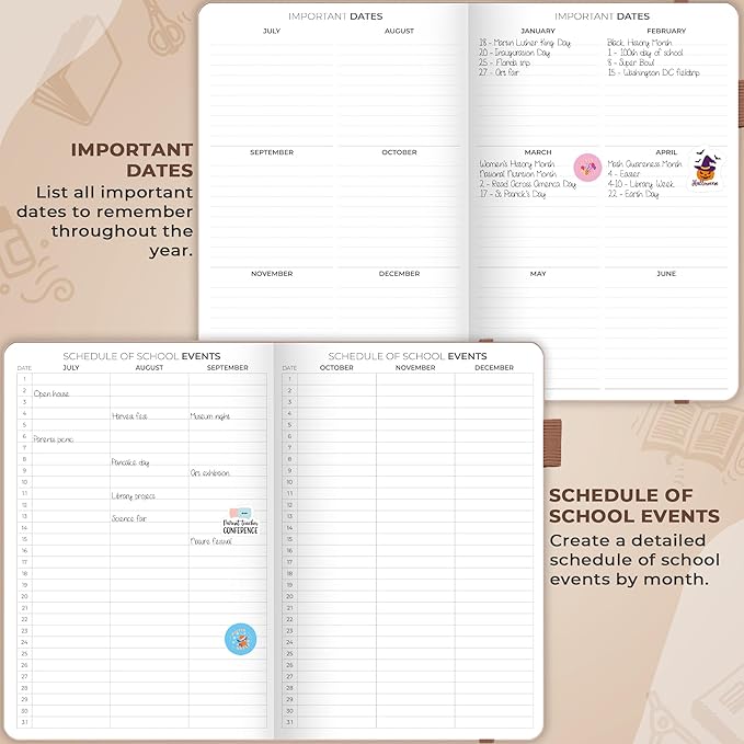 Clever Fox Teacher Planner – School Year Planner with Calendars & Lesson Plans – Teacher Plan Book for Classroom & Homeschool Organization - Undated, A5 Size, Hardcover (Rose Gold)
