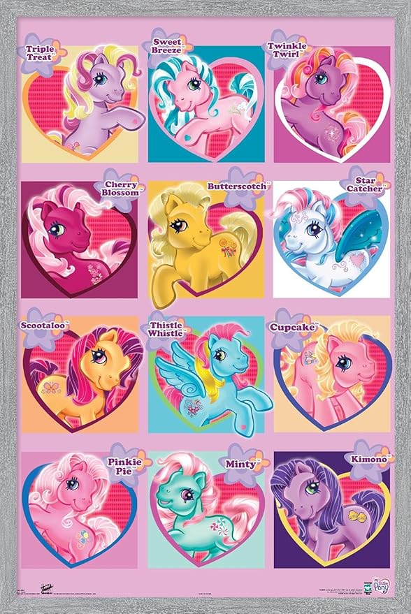 Hasbro My Little Pony - Chart Wall Poster, 22.4L" x 14.7W", Gray Framed Version