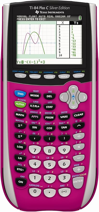 Texas Instruments TI-84 Plus C Silver Edition Graphing Calculator, Pink (Renewed)