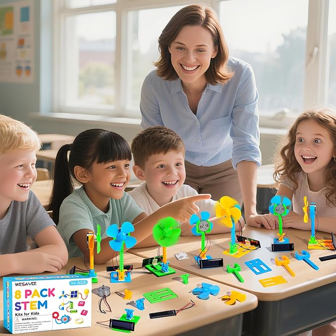 Bulk STEM Kits - 8 Set Solar Powered Fans, Science Kits for Kids Age 8-12 12-14 10-12, Stem Building Toys for Ages 8-13, Boys Girls Crafts for Kids, Classroom School Gifts Experiments Activities