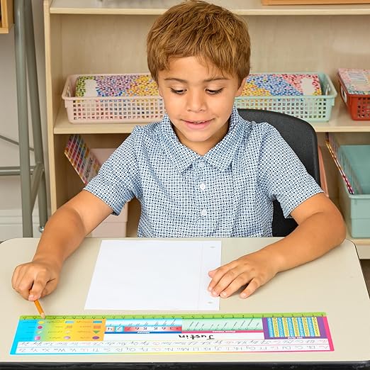 Really Good Stuff Zaner-Bloser Print & Cursive Self-Adhesive Deluxe Plastic Desktop Helpers - Set of 24, Student Desk Name Tags, Durable, Easy-to-Use, and Functional
