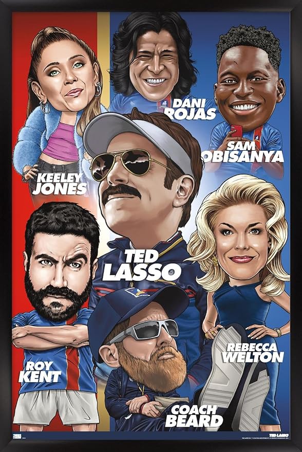 Ted Lasso - Character Grid Wall Poster, 34L" x 22.4W", Black Framed Version