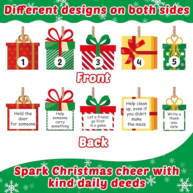Christmas Bulletin Board Set Christmas Kindness Classroom Decoration Winter Snowflake Cutouts Xmas Countdown Gift Box Bulletin Board for Holiday School Chalkboard Xmas Party Wall Door Decor Supplies