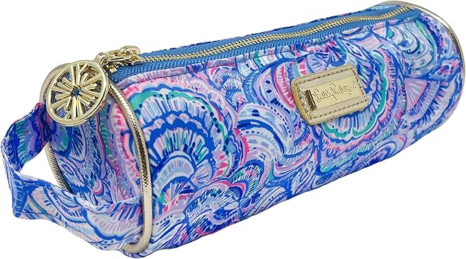 Lilly Pulitzer Cute Pencil Case, Colorful Zipper Pouch for Office Supplies, Small Travel Bag with Carrying Handle, Happy As A Clam